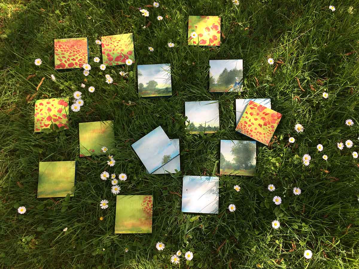 pixels-puzzles-nDimensions, "Coquelicots" Peinture à l'Huile sur Medium, Jc Tanguy, Nantes - France