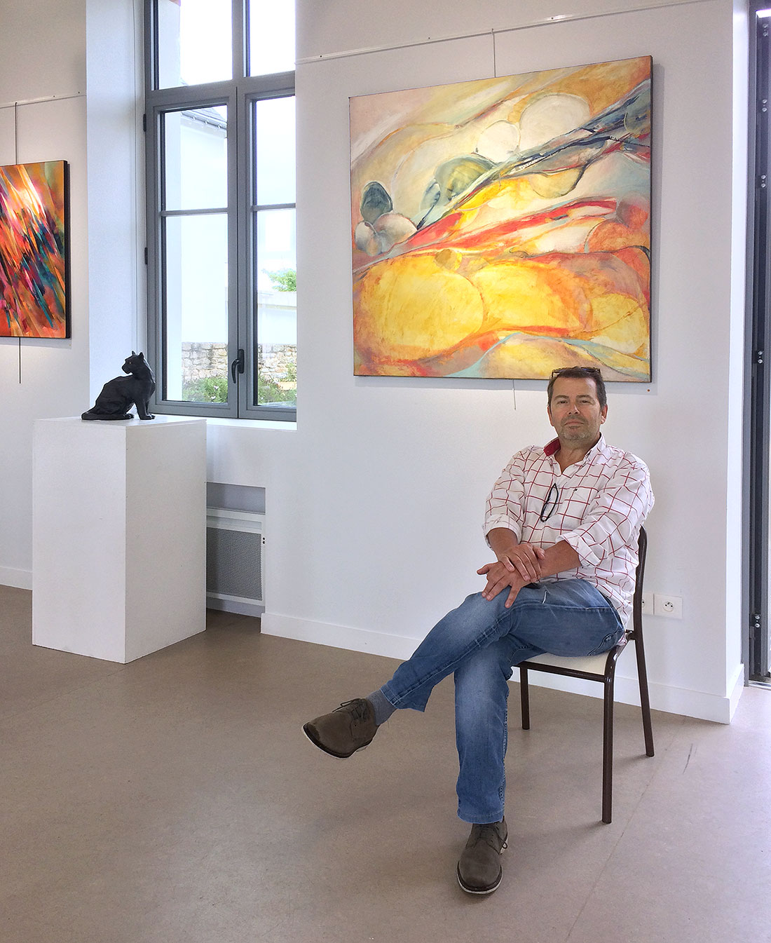 "Danse la vie" Exposition du tableau abstrait de l'artiste peintre abstrait nantais jc Tanguy à Saint Gildas de Rhuys