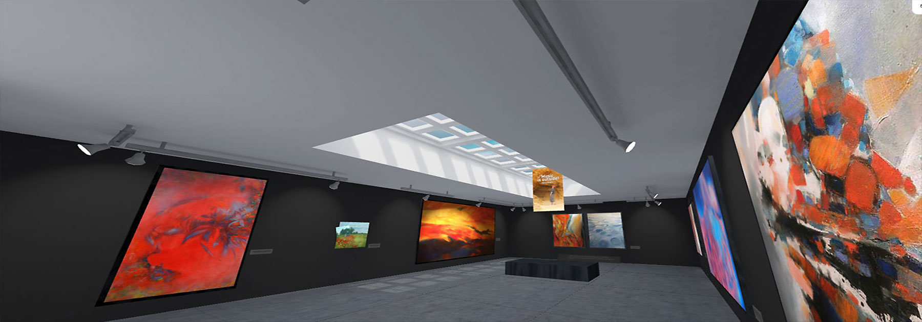VR 360, réalité virtuelle, visite virtuelle de l' expo des tableaux à l' huile sur toile de Jc Tanguy, Art contemporain abstrait, Nantes - France