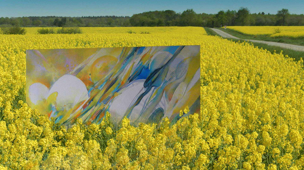 Tableau "La Vague-Soleil" peint à l'huile sur toile par Jc Tanguy, art contemporain, peinture abstraite, Nantes - France