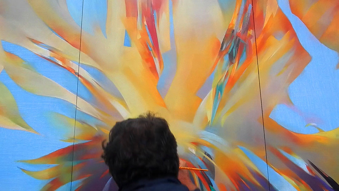 Jc Tanguy peint en Live à Saint Gildas de Rhuys 2020, Triptyque peinture à l'Huile, art contemporain, Nantes - France