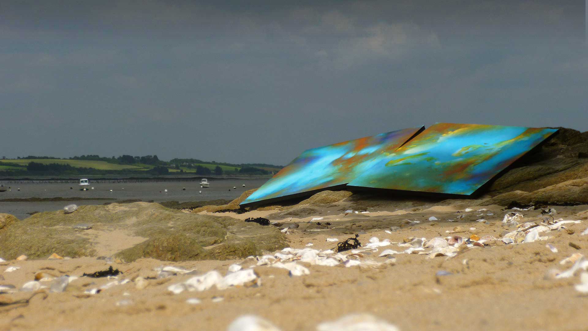 Deux Tableaux à l'Huile sur Toile, Diptyque, embouchure de La Vilaine, Morbihan, Jc Tanguy, Art Contemporain, Nantes - France